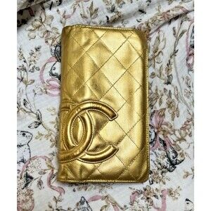 Vintage Chanel Cambon  Bi-Fold Leather Long Wallet  With auth. Card Refurbished